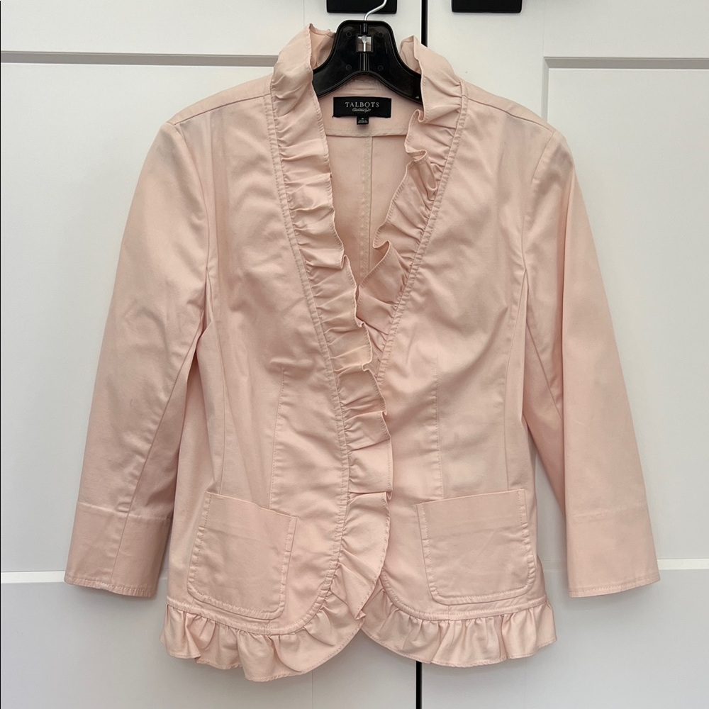 Talbots Light Pink Ruffle Blazer
